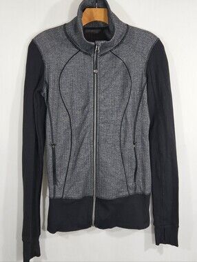 Lululemon Woman's Grey & Black Herringbone Zip-Front Jacket